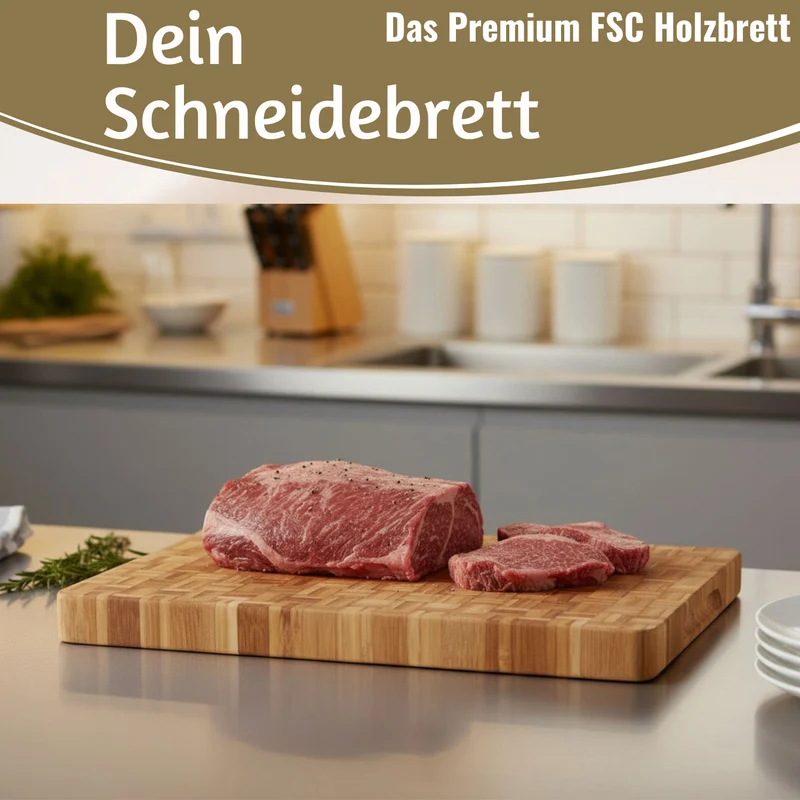 Profi Holz Schneidebrett Stirnholz 36cm XL Bambus Küchenbrett Tranchierbrett