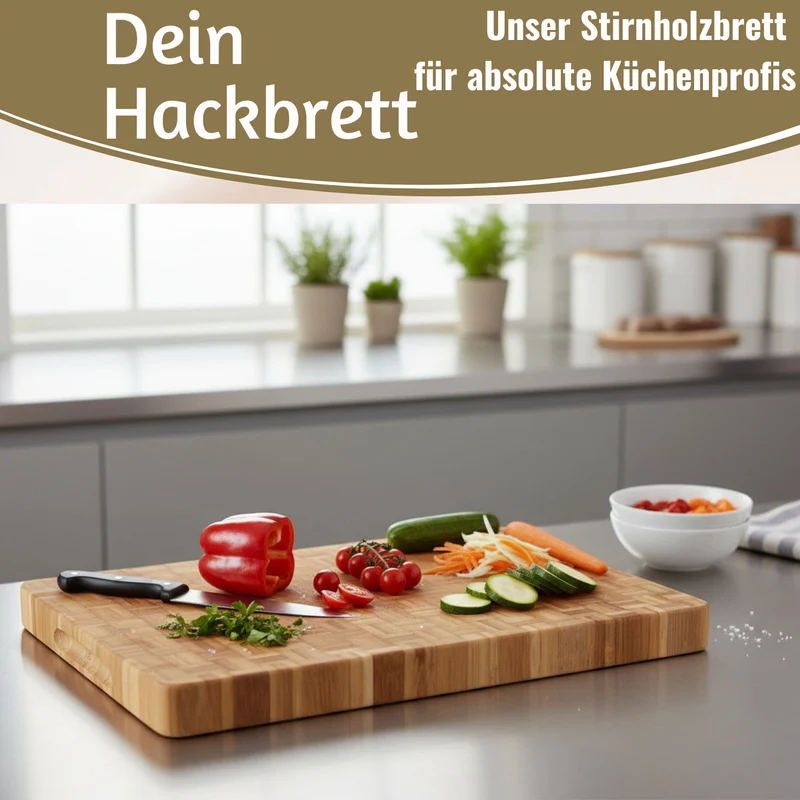 Profi Holz Schneidebrett Stirnholz 36cm XL Bambus Küchenbrett Tranchierbrett