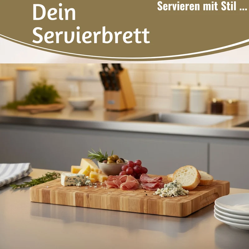 Profi Holz Schneidebrett Stirnholz 36cm XL Bambus Küchenbrett Tranchierbrett