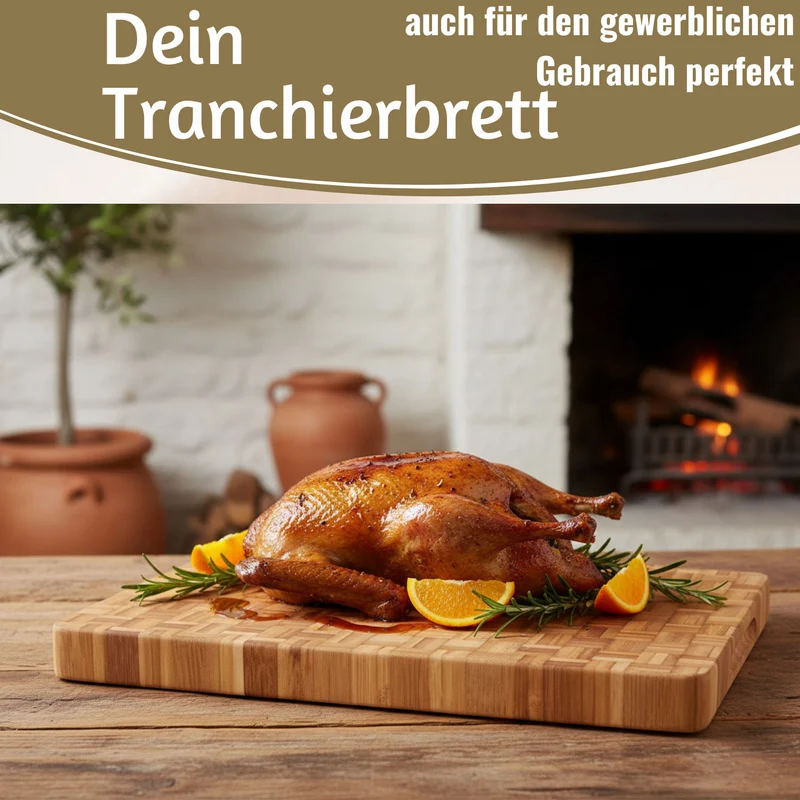 Profi Holz Schneidebrett Stirnholz 36cm XL Bambus Küchenbrett Tranchierbrett