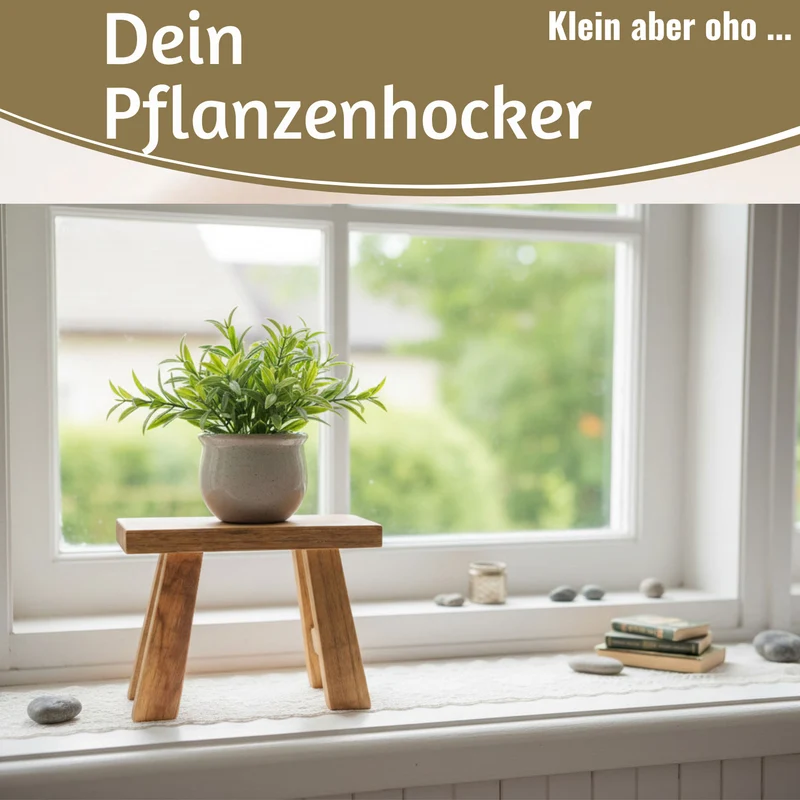 Pflanzenhocker Teak Holz 21x16cm Mini Tisch Rechteckig Deko Hocker Blumenständer