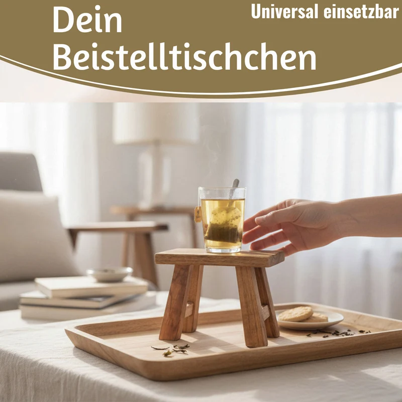 Pflanzenhocker Teak Holz 21x16cm Mini Tisch Rechteckig Deko Hocker Blumenständer