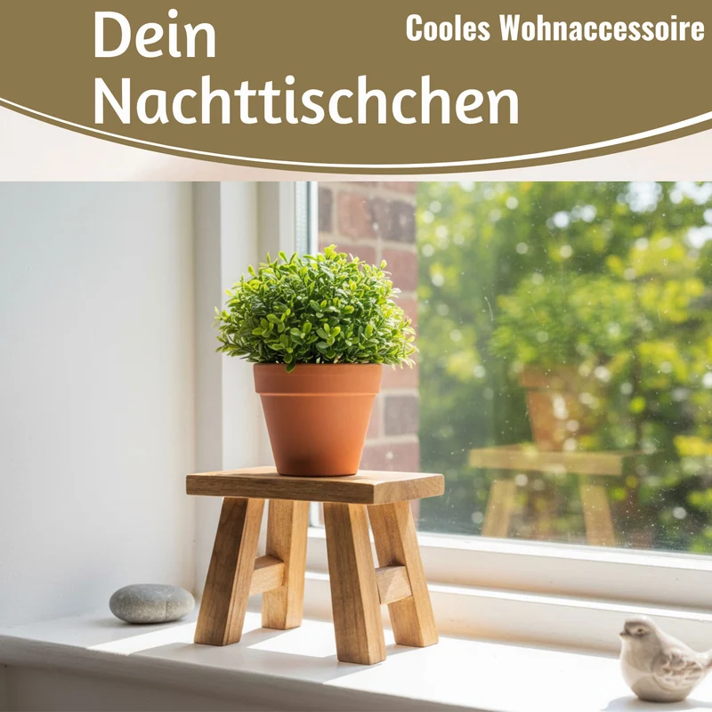 Pflanzenhocker Teak Holz 21x16cm Mini Tisch Rechteckig Deko Hocker Blumenständer