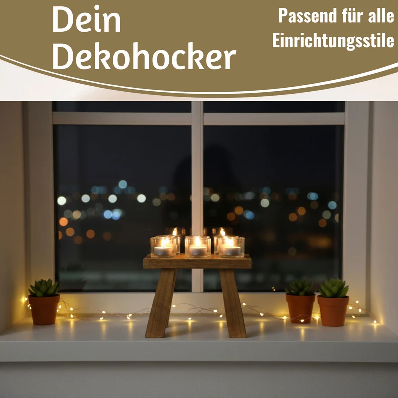 Pflanzenhocker Teak Holz 21x16cm Mini Tisch Rechteckig Deko Hocker Blumenständer