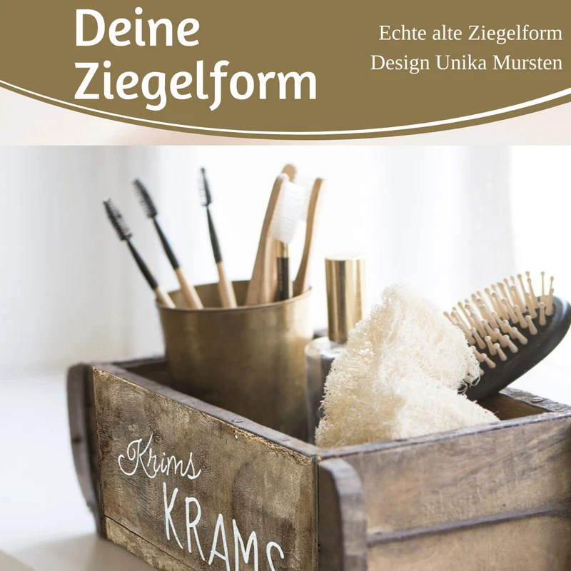 Holz Ziegelform Unika 31x15cm KrimsKrams Braun alte Backsteinform Cutlery Deko