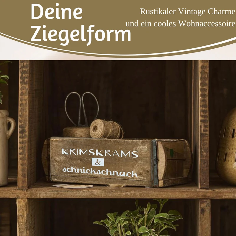 Holz Ziegelform Unika 31x15cm KrimsKrams Braun alte Backsteinform Cutlery Deko
