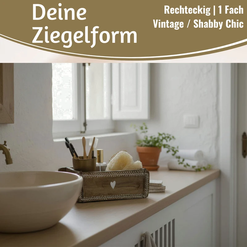 Holz Ziegelform Unika 31x15cm Herz Braun alte Backsteinform Cutlery Deko