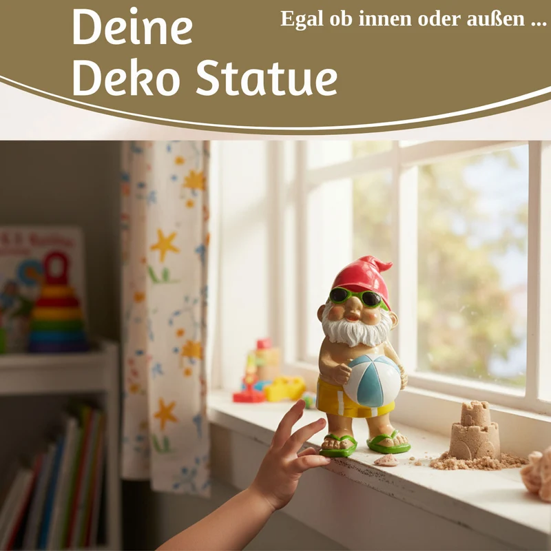 XL Deko Figur Gartenzwerg Beachball 20cm Gnom Skulptur Gartenstatue Statue Objekt