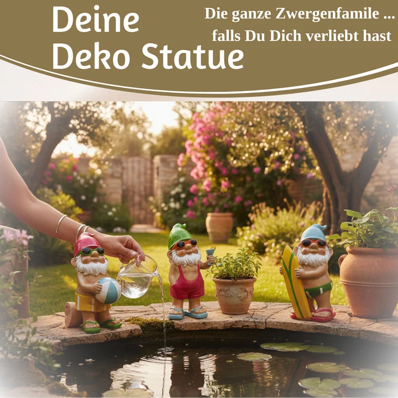 XL Deko Figur Gartenzwerg Beachball 20cm Gnom Skulptur Gartenstatue Statue Objekt