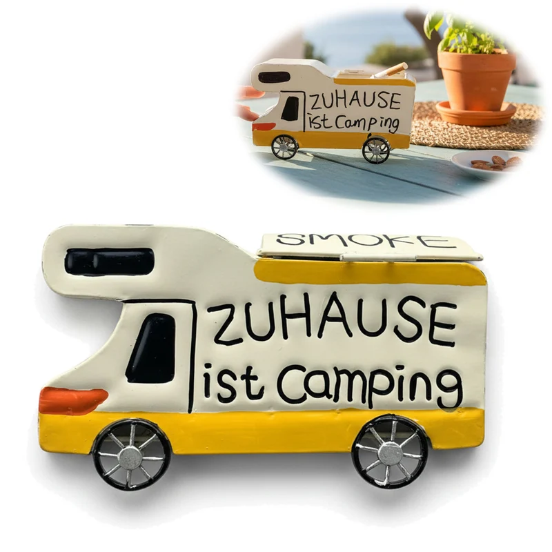 XL Sturmaschenbecher Metall Camper 19x12cm Windaschenbecher Ascher