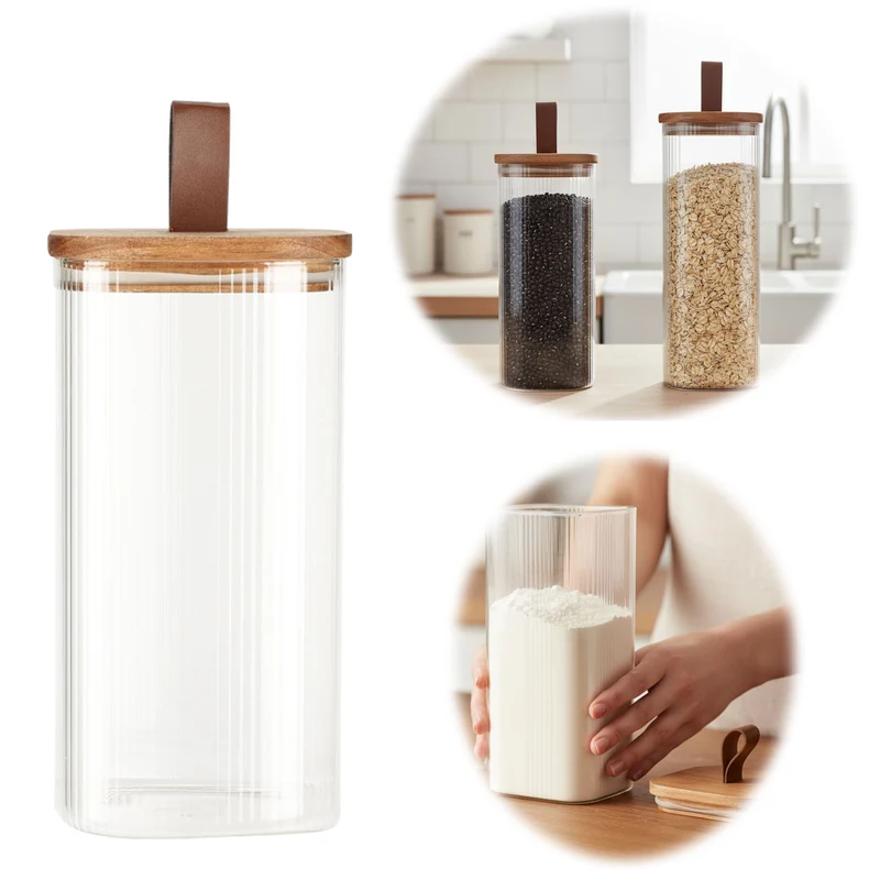 Vorratsdose aus Glas 1500ml 21x10cm mit Deckel Vorratsglas Luftdicht Küche Organizer