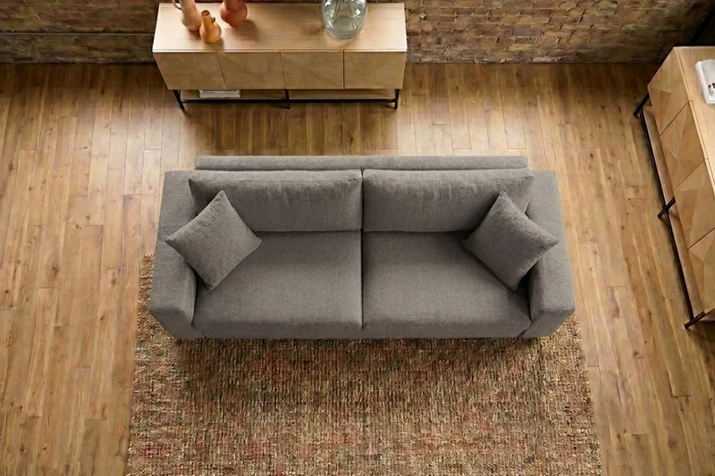 KAWOLA Sofa AMINA 3-Sitzer Stoff taupe