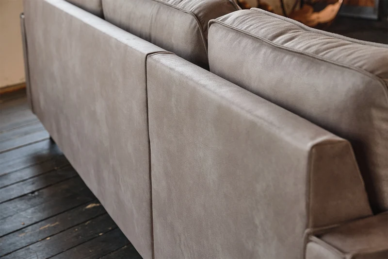 KAWOLA Ecksofa VILNIUS 3-Sitzer mit Longchair Lederfaserstoff anthrazit