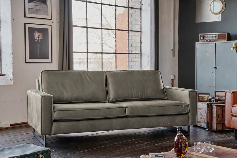 KAWOLA Sofa VILNIUS Lederfaserstoff anthrazit