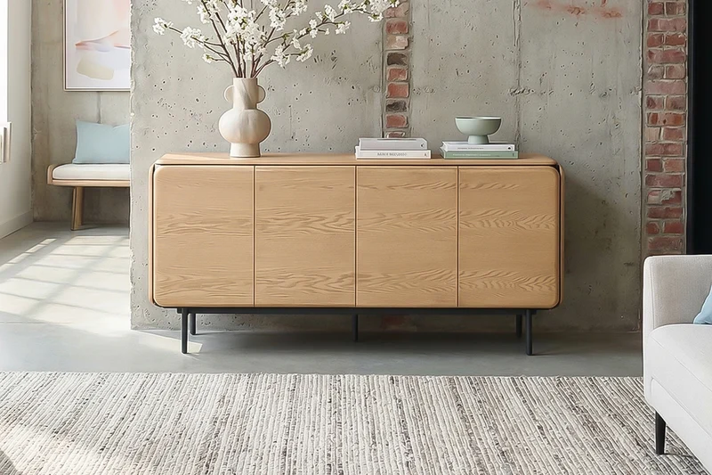 KAWOLA Sideboard AVRIL 4 Türen Eiche braun