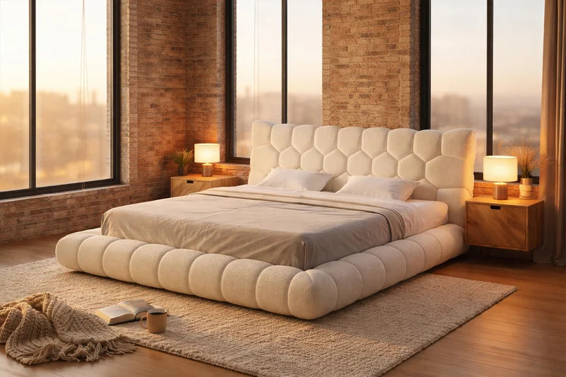 KAWOLA Bett ATTICO Polsterbett Stoff cremeweiß