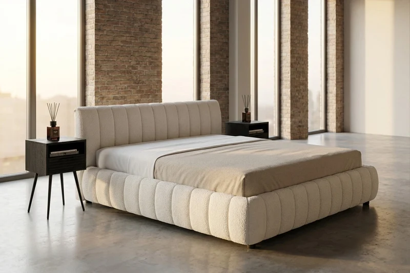 KAWOLA Bett ALIOTTA Polsterbett Stoff cremeweiß