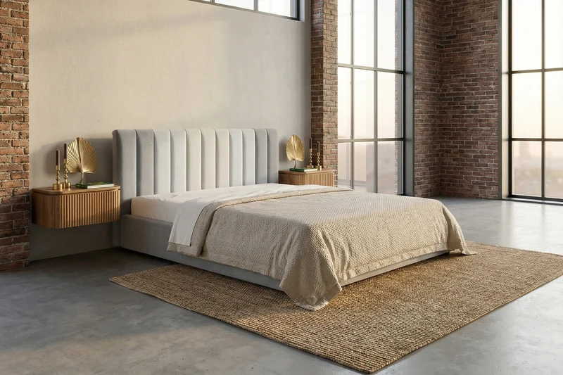 KAWOLA Bett CATTURA Polsterbett Velvet grau
