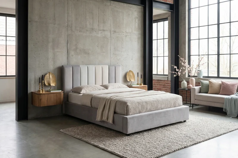 KAWOLA Bett CATTURA Polsterbett Velvet grau
