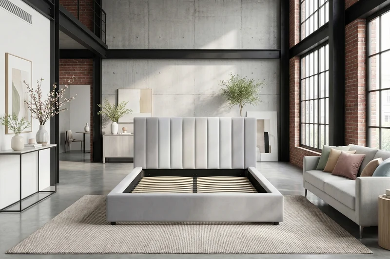 KAWOLA Bett CATTURA Polsterbett Velvet grau