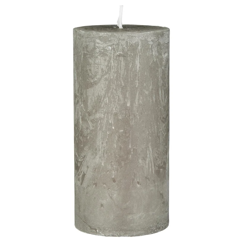 Exklusive Stumpenkerze 14x6,8cm Ribe Rustik Grau Frensh Grey - Made in EU - Wachskerze