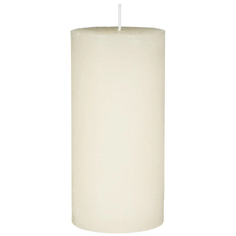 Exklusive Stumpenkerze 14x6,8cm Ribe Rustik Creme Weiß - Made in EU - Wachskerze