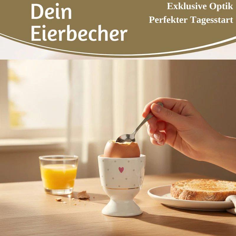 Eierbecher Echt-Gold Motiv "Herz mit Punkten" Gute Laune Eierhalter