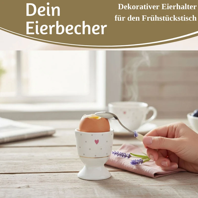 Eierbecher Echt-Gold Motiv "Herz mit Punkten" Gute Laune Eierhalter