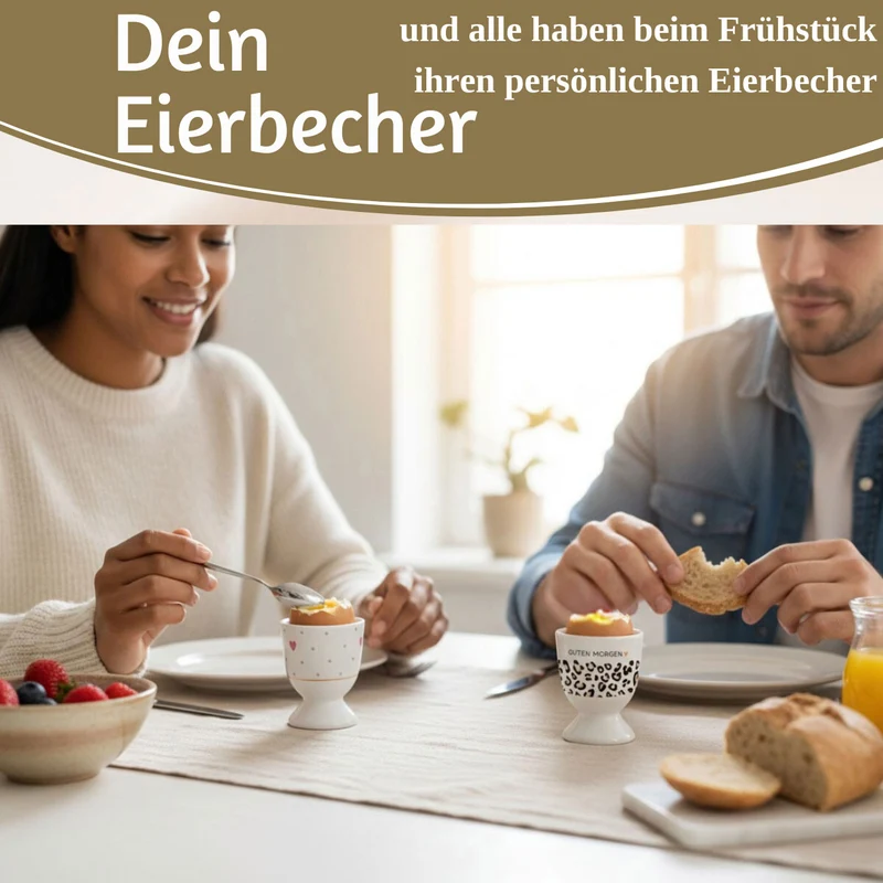 Eierbecher Echt-Gold Motiv "Herz mit Punkten" Gute Laune Eierhalter