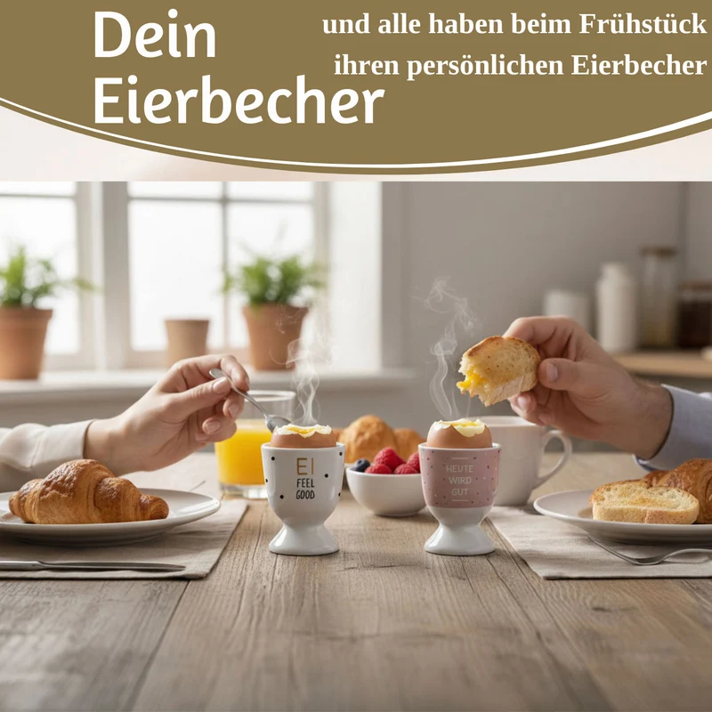 Eierbecher Echt-Gold Spruch "HEUTE WIRD GUT" Gute Laune Eierhalter