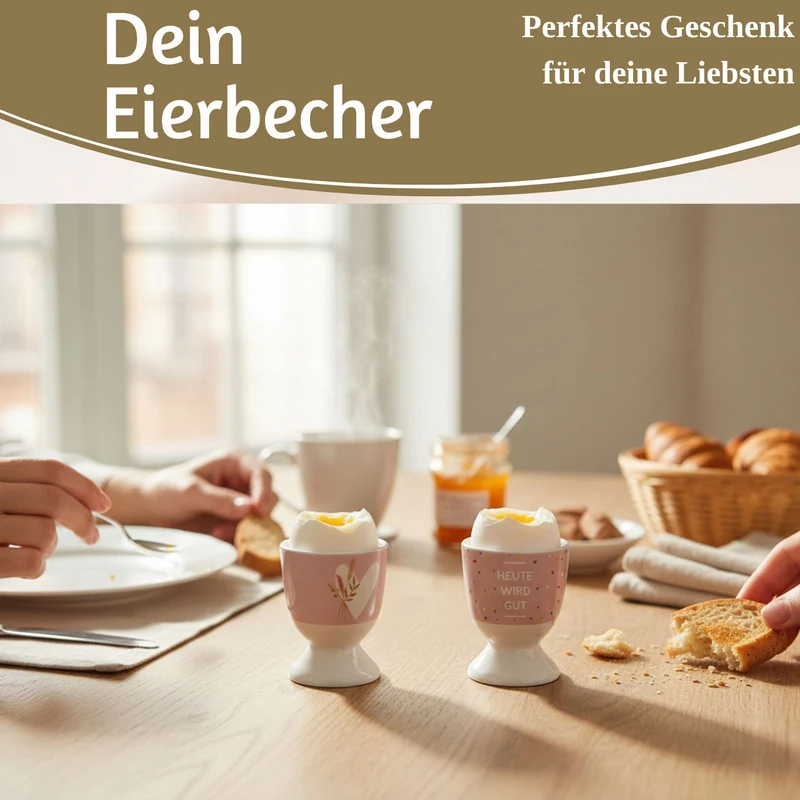 Eierbecher Echt-Gold Spruch "HEUTE WIRD GUT" Gute Laune Eierhalter