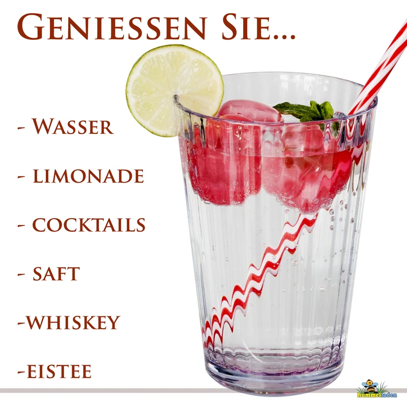 Melamin Geschirr Set Toskana Deep für 4 Personen - 16 Teile Rot-Grün - Mandala-Optik mit klaren Trinkgläsern 580 ml Campinggeschirr