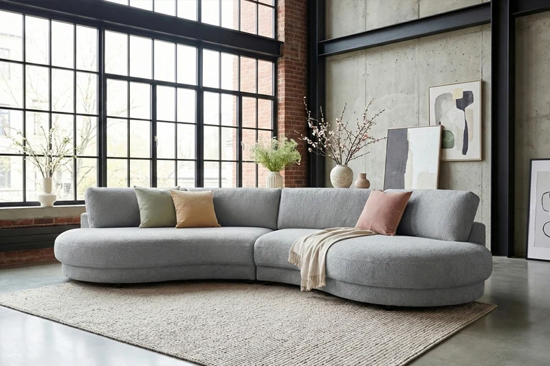 KAWOLA Big Sofa PADANA Stoff grau
