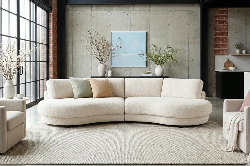 KAWOLA Big Sofa PADANA Stoff weiß