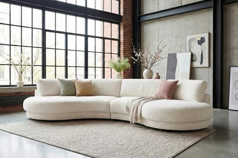 KAWOLA Big Sofa PADANA Stoff weiß