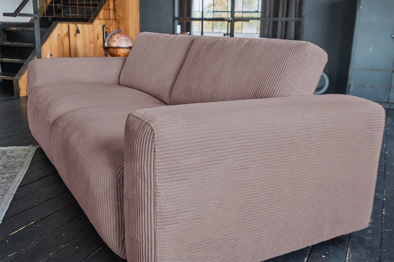 KAWOLA Sofa BODHI 3-Sitzer Cord rosa