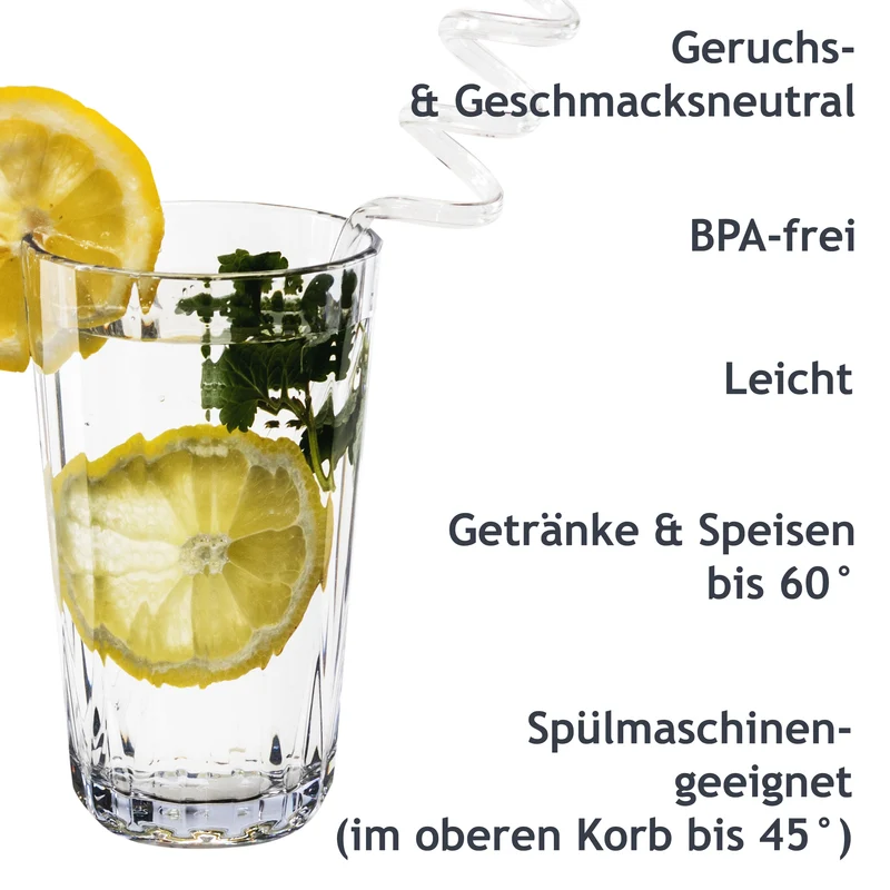 Melamin Geschirr Set Adria Blue für 4 Personen - 16 Teile Blau - mit klarem Trinkglas 300 ml aus Acryl Steingutoptikgeschirr