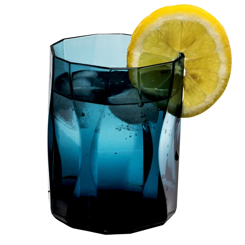 Melamin Geschirr Set Jesolo Blau für 2 Personen - 8 Teile - mit farblich passenden Trinkgläsern 300ml aus Acryl - Campinggeschirr
