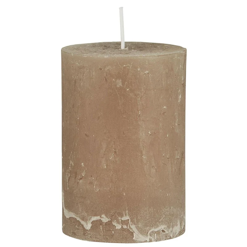 Exklusive Stumpenkerze 10x6,8cm Ribe Rustik Beige Leinen - Made in EU - Wachskerze