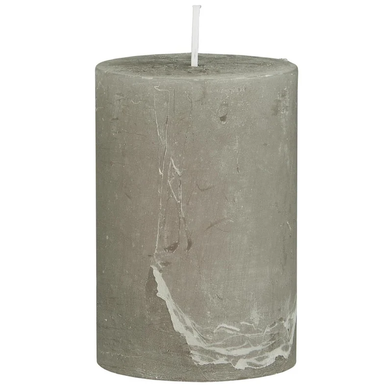 Exklusive Stumpenkerze 10x6,8cm Ribe Rustik Grau Frensh Grey - Made in EU - Wachskerze