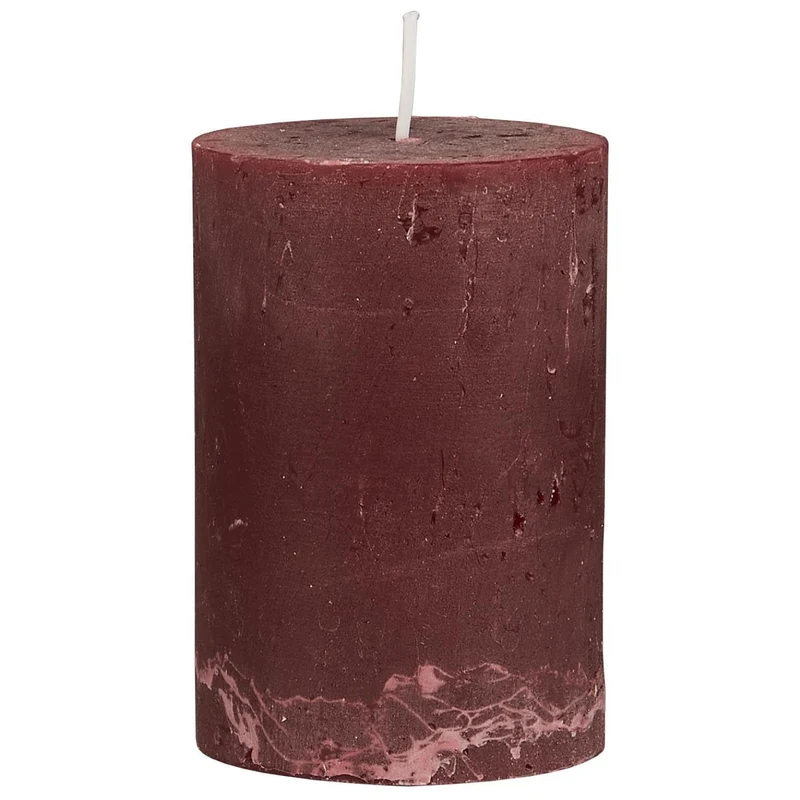 Exklusive Stumpenkerze 10x6,8cm Ribe Rustik Rot Bordeaux - Made in EU - Wachskerze