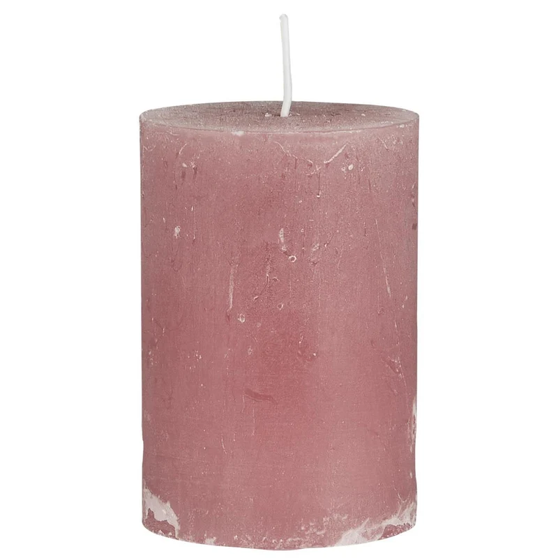 Exklusive Stumpenkerze 10x6,8cm Ribe Rustik Rosa Malva - Made in EU - Wachskerze
