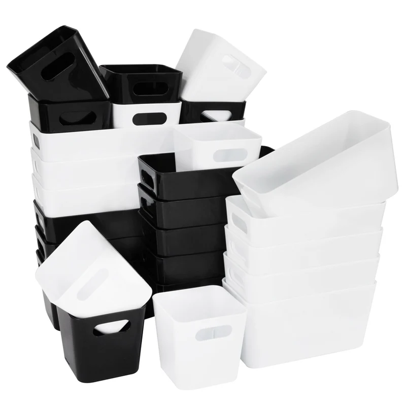 Schubladen Organizer - 10 cm hoch - 26 Teile - weiß und schwarz - in 3 Größen - Schubladeneinsatz passend für 2 Schubladen von 40 x 60 cm