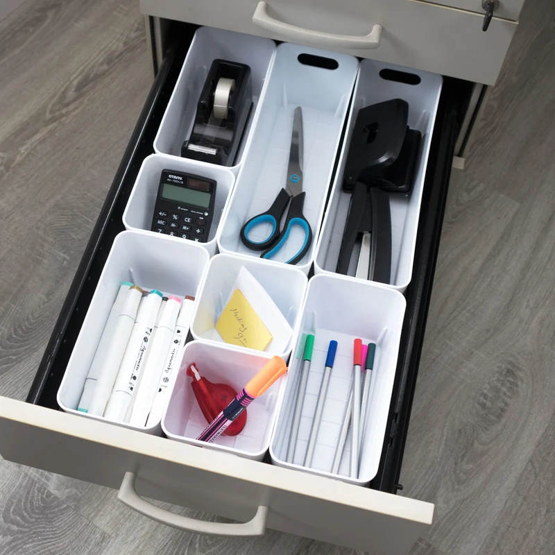 Schubladen Organizer - 10 cm hoch - 26 Teile - weiß und schwarz - in 3 Größen - Schubladeneinsatz passend für 2 Schubladen von 40 x 60 cm