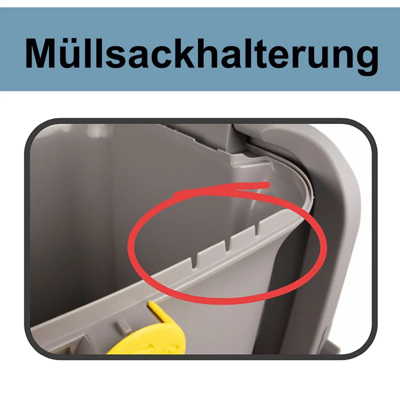 3x Stapelbarer Müllsortierer 28 Liter Grau mit Faltdeckel GELB GRÜN BLAU 39x37x41 cm Mülleimer Mülltonne Mülltrennsystem Recyclingtonne verschließbarer Deckel