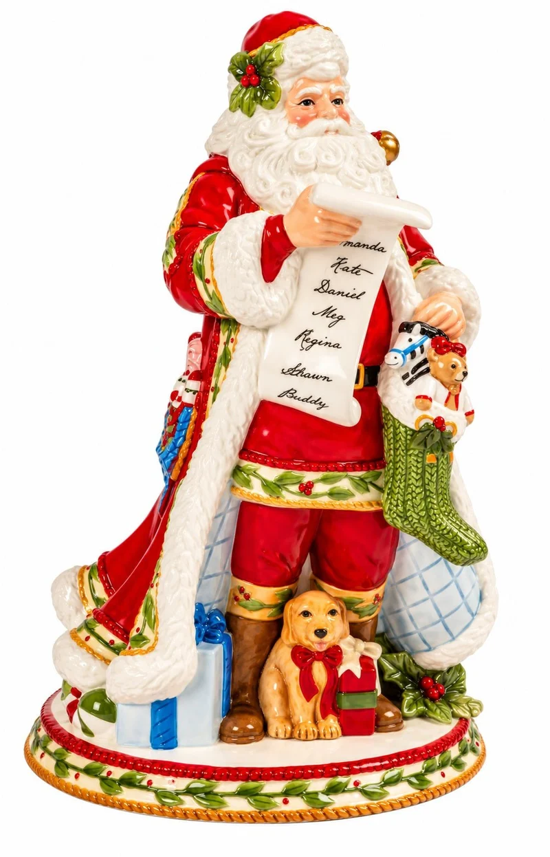 Fitz & Floyd Santa's Gift Weihnachtsmann mit Wunschliste 32 cm