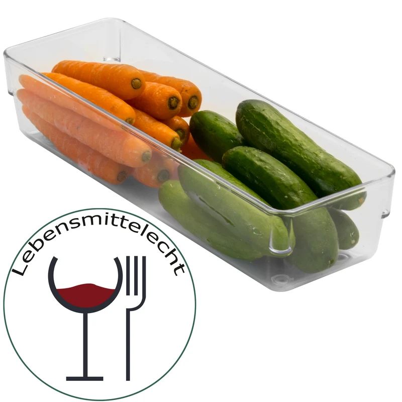 Schubladen Ordnungssystem 8 Teile 32x40 cm 4 Größen 5,5cm hoch klar transparent Antislip - Organizer für Schminktisch Kosmetik Bad Küche Kiste Besteck Aufbewahrungsbox Ordnungsbox Schubladeneinsatz