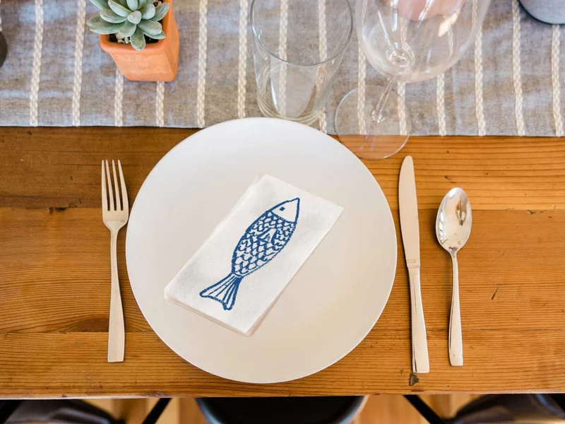 16 Servietten 40x40cm 3-lagig Maritim Motiv Fisch Tisch-Deko Papierservietten