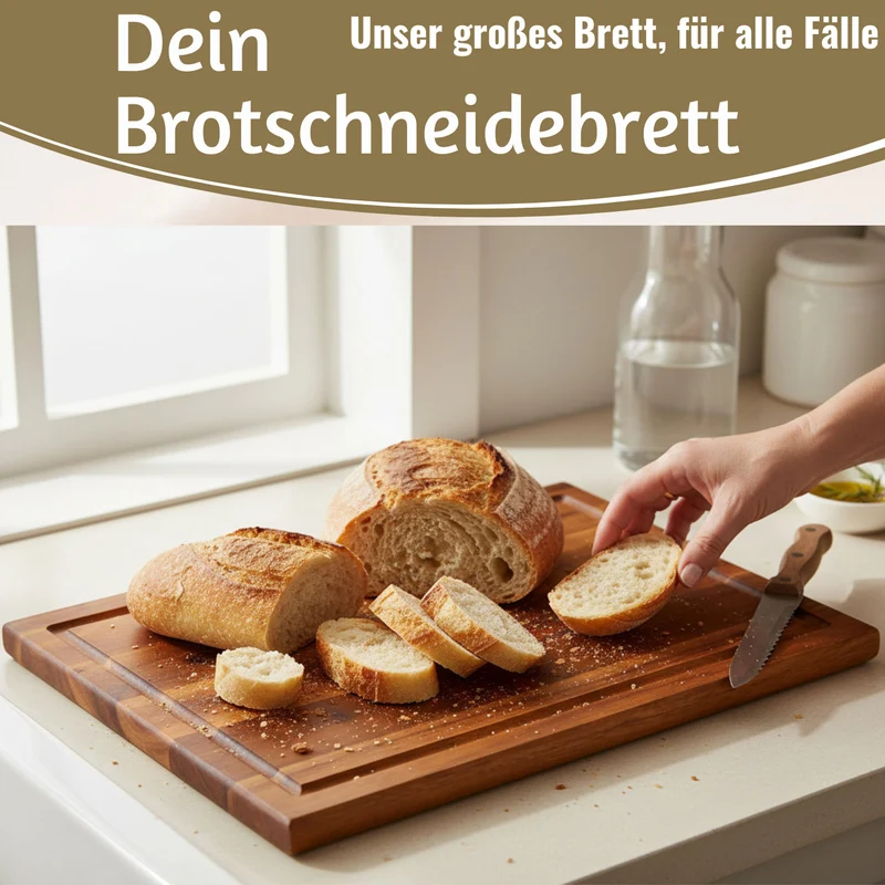 XL Holz Schneidebrett Akazie 40x26x1,5cm Saftrille Küchenbrett Tranchierbrett