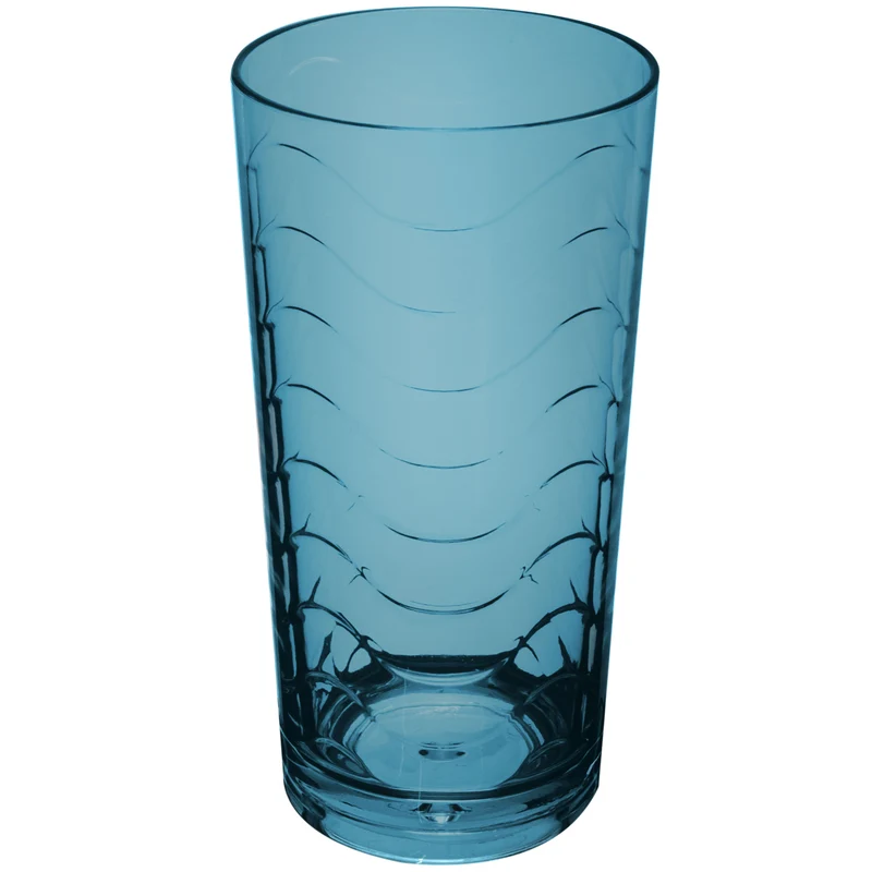 Melamin Geschirr Set 24 Teile elegante Steingut Optik in blau mit Wasserglas 260ml blau - für 6 Personen Essgeschirr Gläser Wasserglas Tumbler Whiskey - Campinggeschirr Picknick ideal Camping modern Outdoor